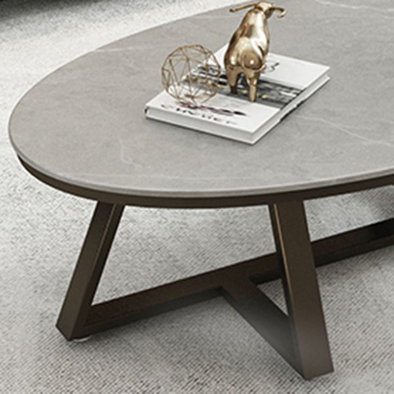 17.7"H Modern Solid Color Metal Frame Base Slate Top Round Coffee Table