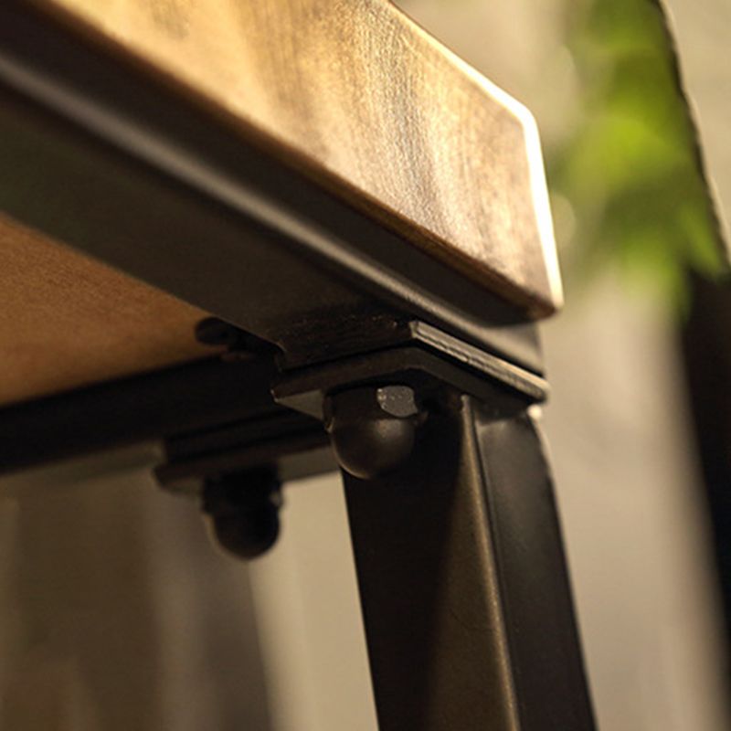 Industrial Bar Height Table Solid Wood Top Bistro Table with Metal Base