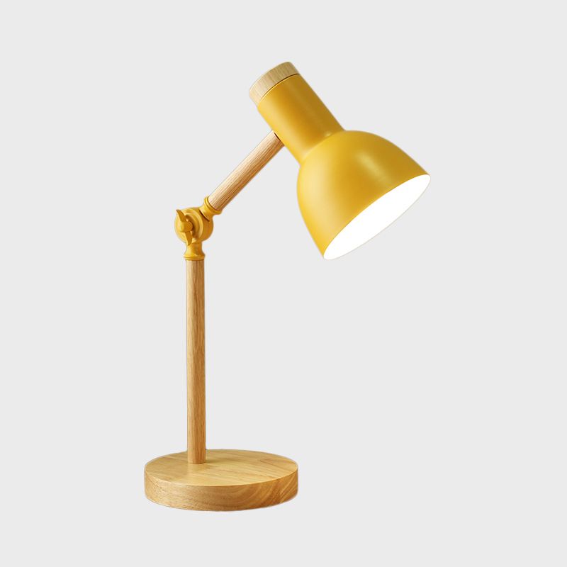 Macaron Dome Reading Livre Light Metal 1 Light d'étude LAMPLE SALLE DE SALLE en blanc / noir / rose avec bras en bois rotatif