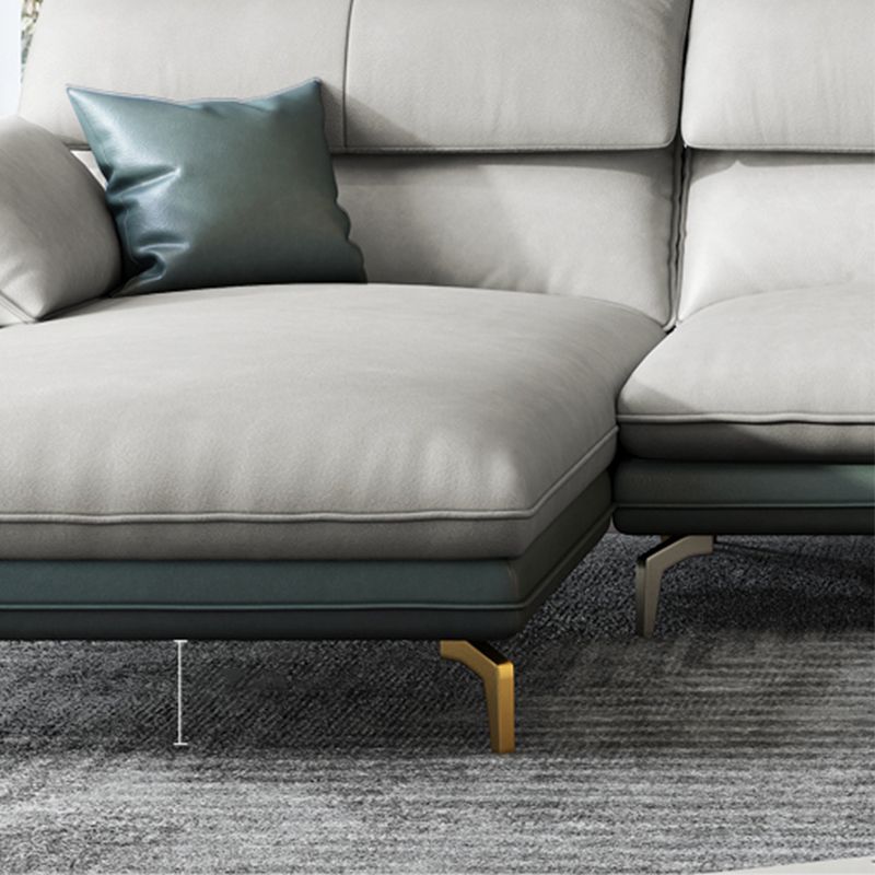 Scandinavian Faux Leather Light-grey Sectional for Apartment