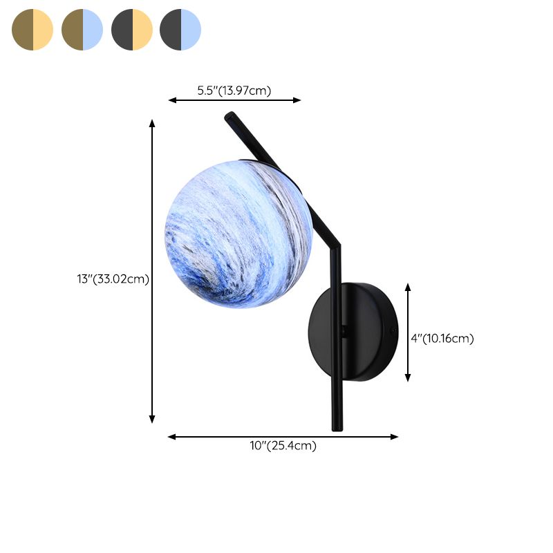 Modernist Wall Sconce Orb Wall Light Fixture with Glass for Bedroom
