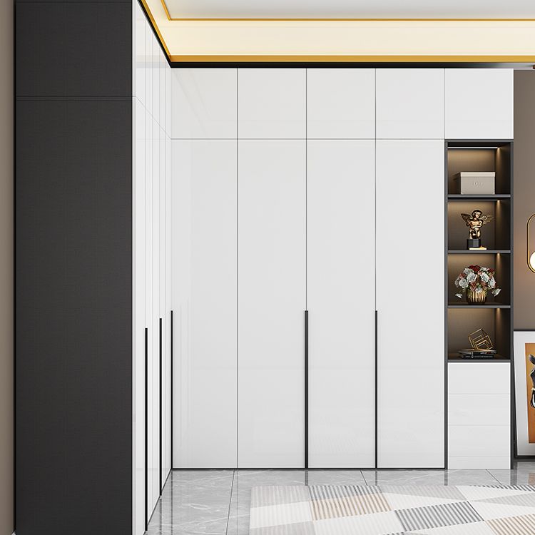 Mirrored Finish Wardrobe Armoire Modern Style Engineered Wood Wardrobe