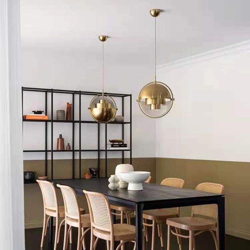 Moderne künstlerische Einzelhänge -Lampen -Elektroplatte Metall Geometrischer Anhänger Licht für Esszimmer
