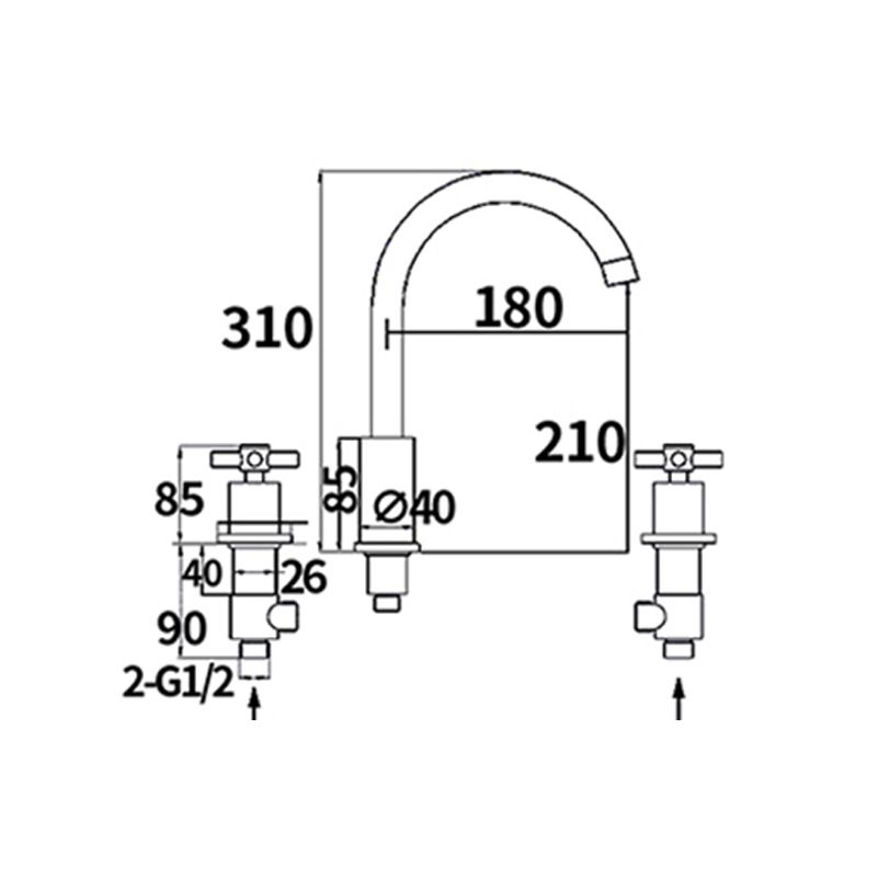 Traditional Style Roman Tub Faucet Copper Deck-Mount Roman Tub Faucet
