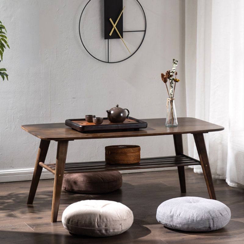 4 Legs 1 Coffee Table Contemporary Wood Coffee Table with Shelf