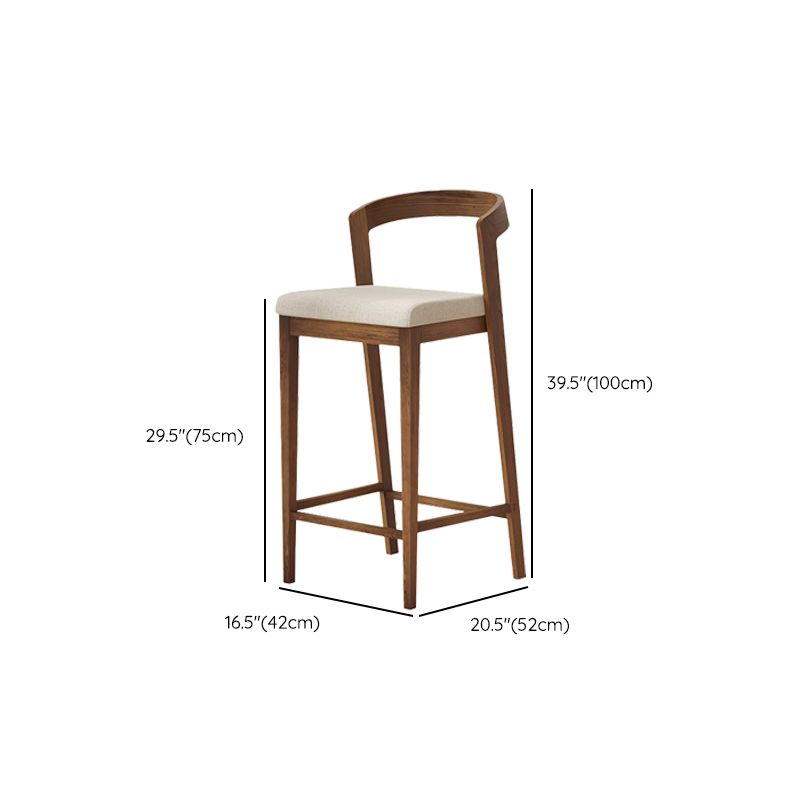 Modern Solid Wood Low Back Counter-height Stool in Brown and White