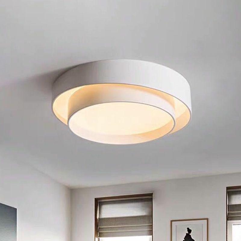 Lámpara de techo empotrada contemporánea acrílica de montaje empotrado LED circular para dormitorio en blanco