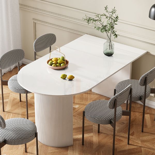 Metal Contemporary Free Form Dining Table White Sintered Stone Table for Dining Room and Kitchen