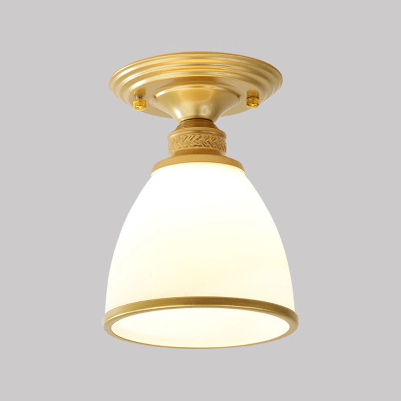 Conical Semi Flush Ceiling Light Traditional Glass Aisle Ceiling Fixture