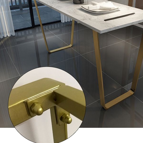 Glam Indoor Bar Dining Table White Marble Rectangle Counter Table