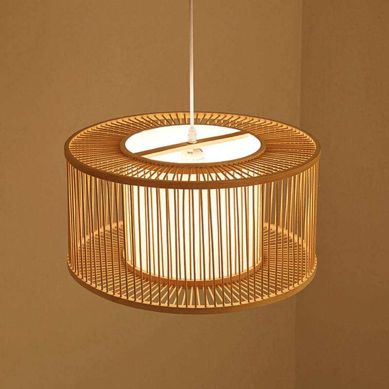 Bamboo Down Lighting Pendant Asia 1-Light Ceiling Light for Dining Room
