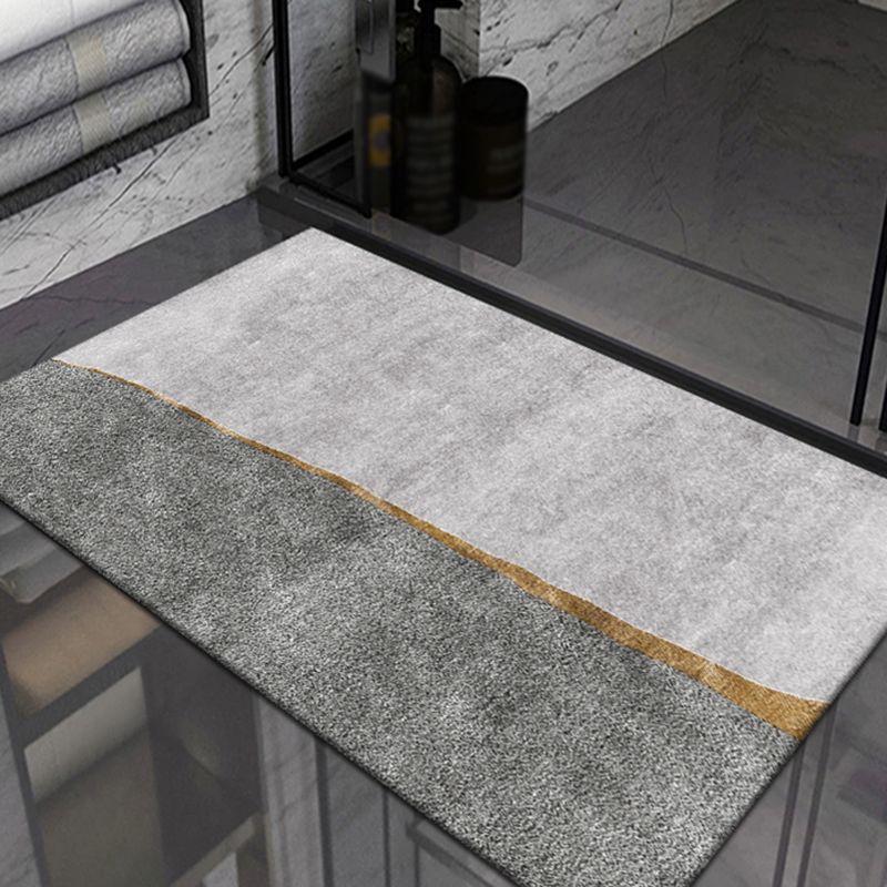 Grey Living Room Rug Modern Color-Blocked Polyester Area Carpet Stain Resistant Rug