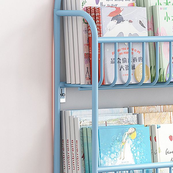 Contemporary Wall Mounted Bookshelf Metal Closed Back Bookcase for Home