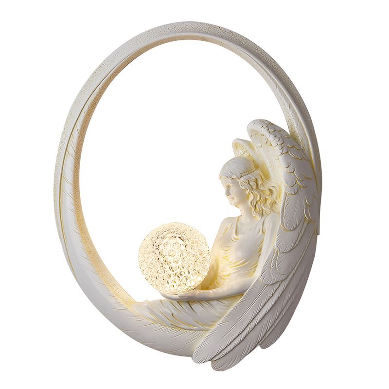 Resin Angel Wall Disconce Artística Luz de pared de 1 luces con sombra acrílica de pelota