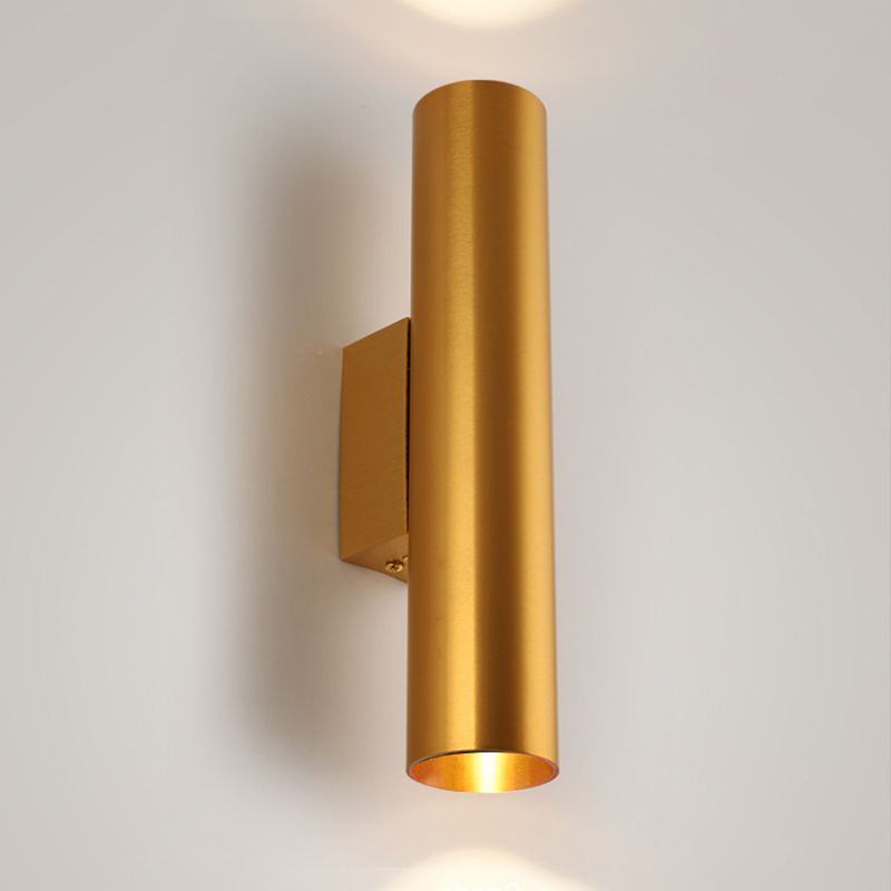 2 Lights Cylinder Wall Mounted Lamps Modern Style Metal Wall Sconces