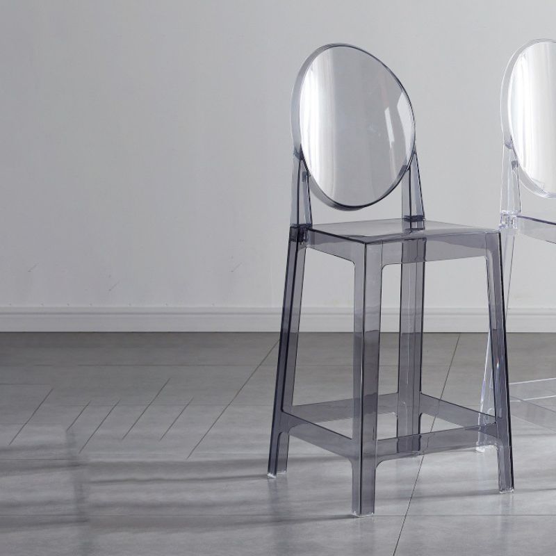 Contemporary Plastic Low Back Counter Stool Footrest Furniture with 4 Legs