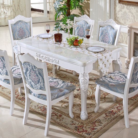 Victorian Style Dining Room Set with Rectangle Table and 4 Legs Base Dining Room Table Set