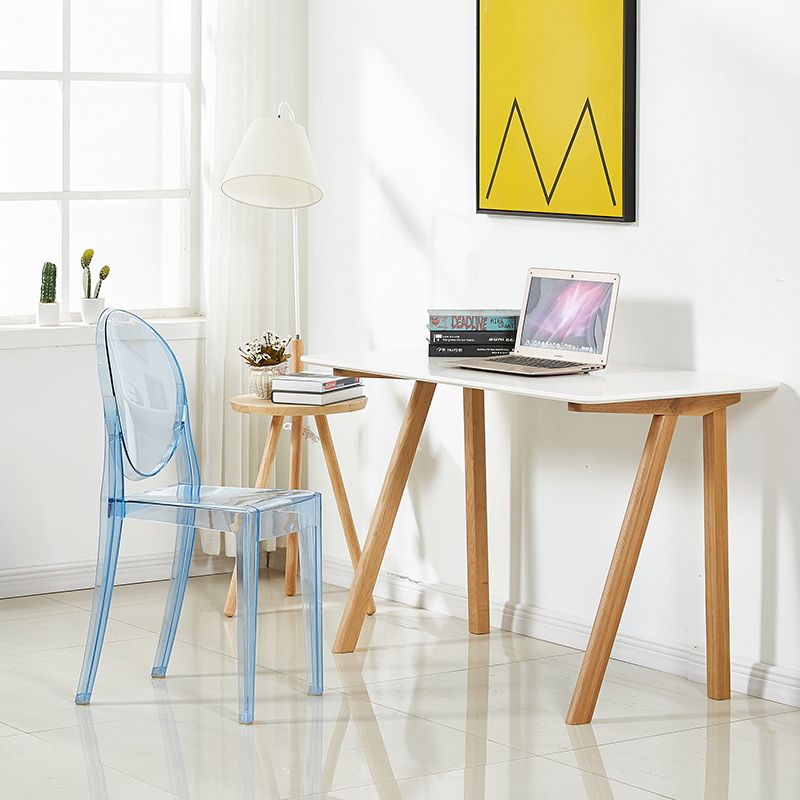 European Glam Style Plastic Chair Open Back Side Kitchen Dining Chairs
