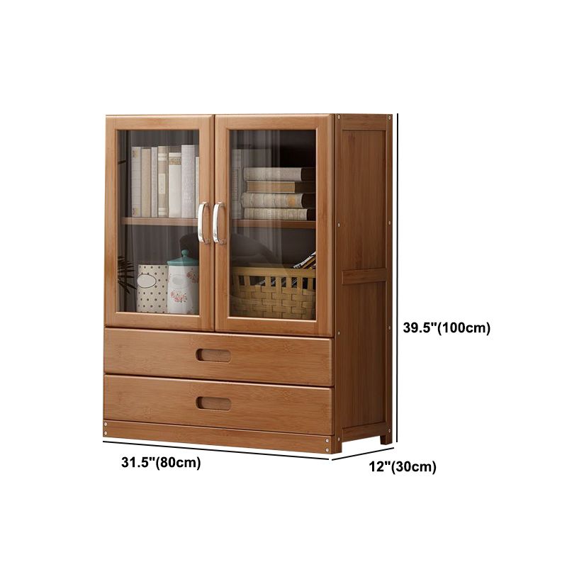 Manufactured Wood Standard Bookshelf Brown Vertical Bookcase with Door and Drawer