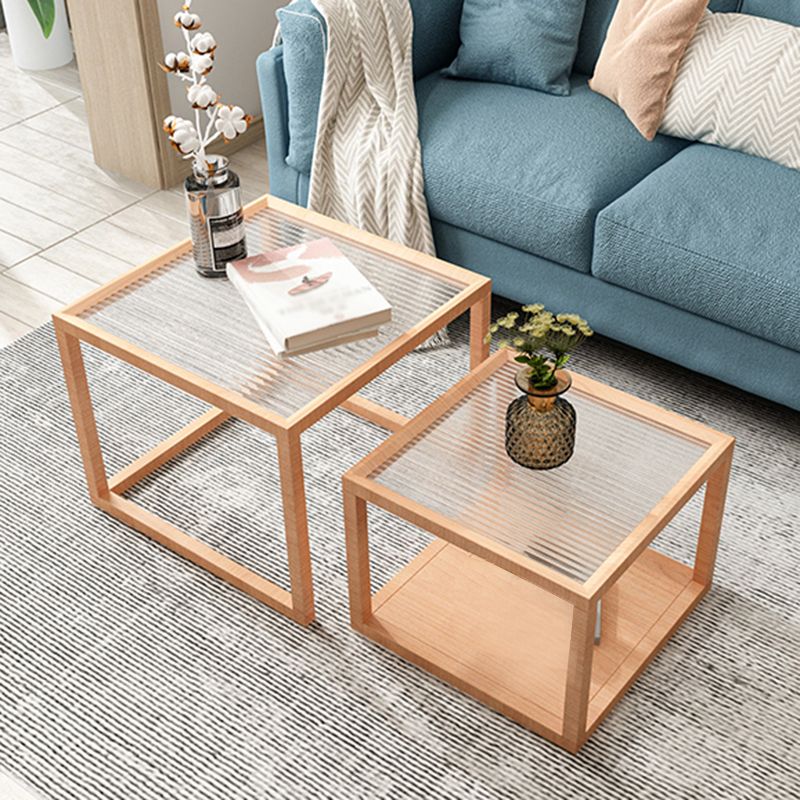 Scandinavian Solid Wood Square Coffee Cocktail Table in Natural