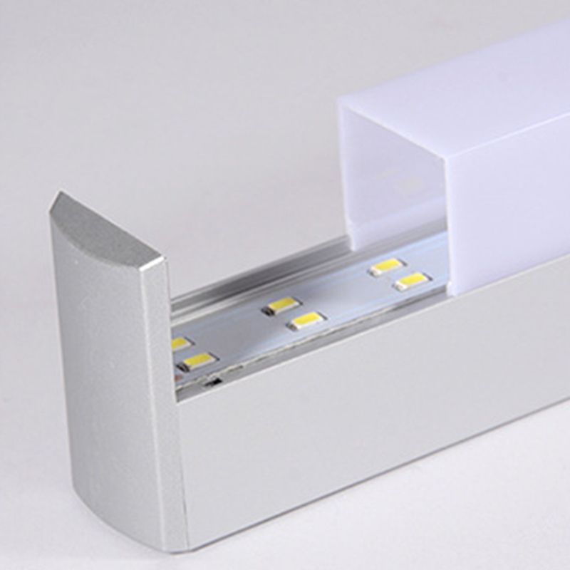 Modern Style Strip Wall Light 1 Light LED Mirror Light in Silver for Toilet