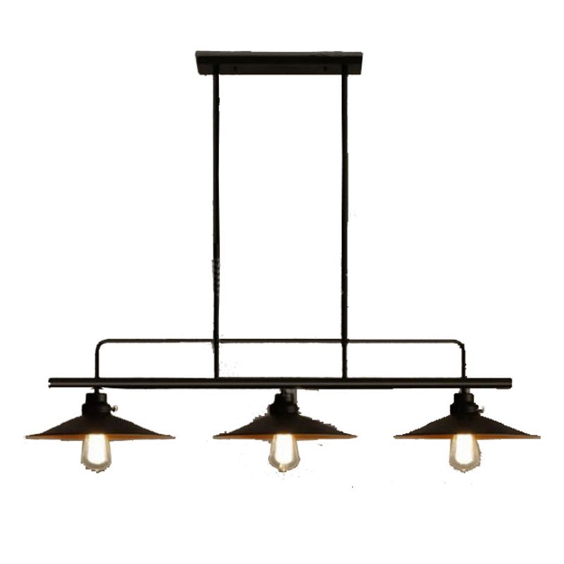 Luz colgante de isla de hierro forjado en la luz de techo interior geométrica de estilo industrial con marco de hierro