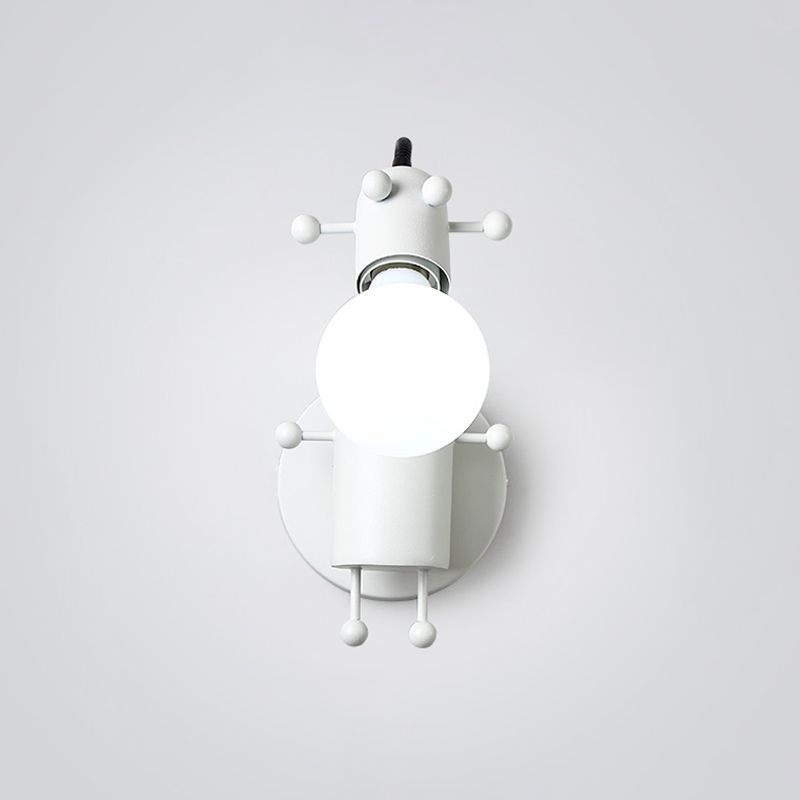 Luce a monte a parete robot Metal in stile nordico 1 Testa grigio/bianco/verde Fronte di lampada a parete con braccio altalena