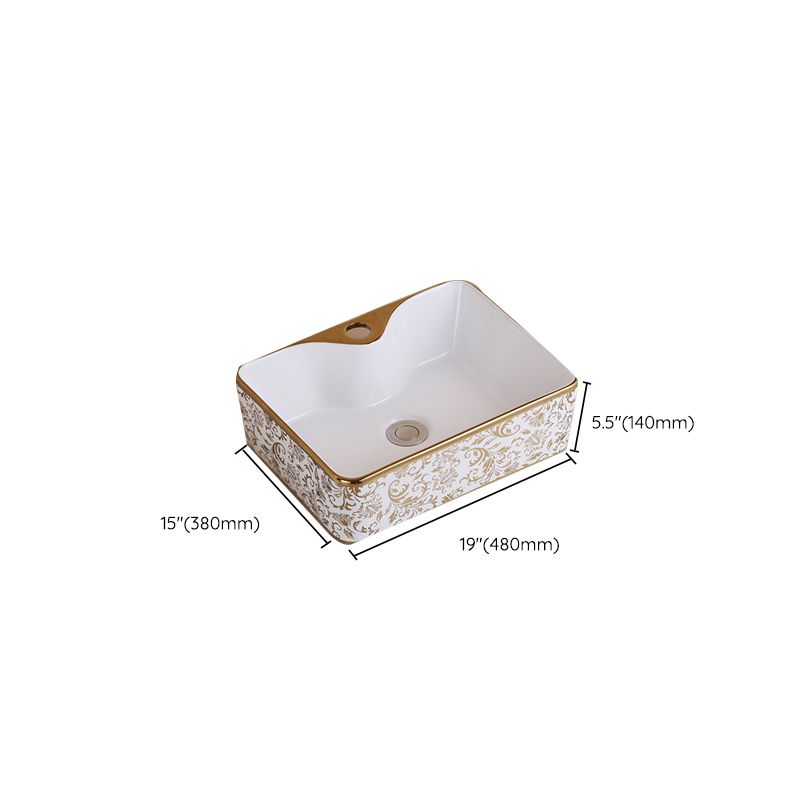 Traditional Vessel Sink Oval Porcelain with Pop-Up Drain Vessel Lavatory Sink
