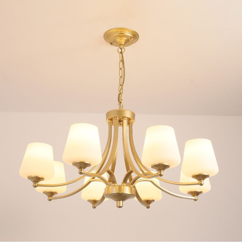Industrial Chandelier Hanging Light Fixture with Glass Shade for Living Room