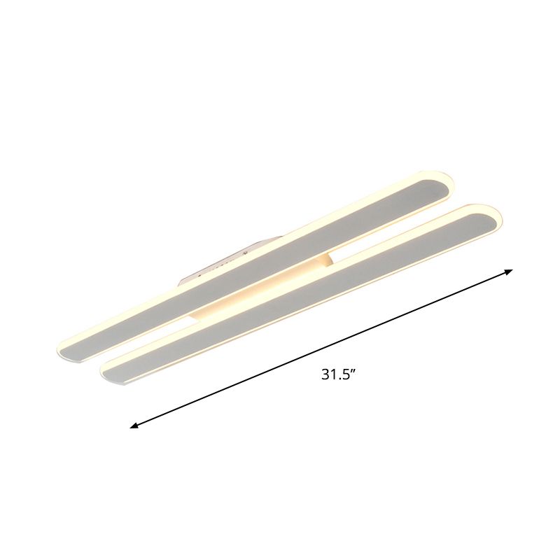 18"/23.5"/31.5" Wide LED Living Room Flush Mount Light with Parallel Linear Acrylic Shade Beige Ceiling Light in Warm/White Light
