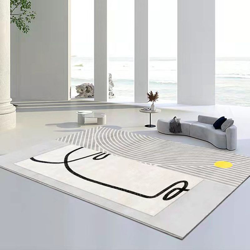 Simplicity Area Rug Polyester Indoor Carpet Stain Resistant Rug for Living Room Decoration