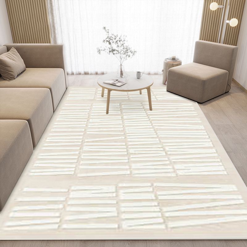 Apricot Casual Rug Polyester Print Rug Stain Resistant Rug for Drawing Room