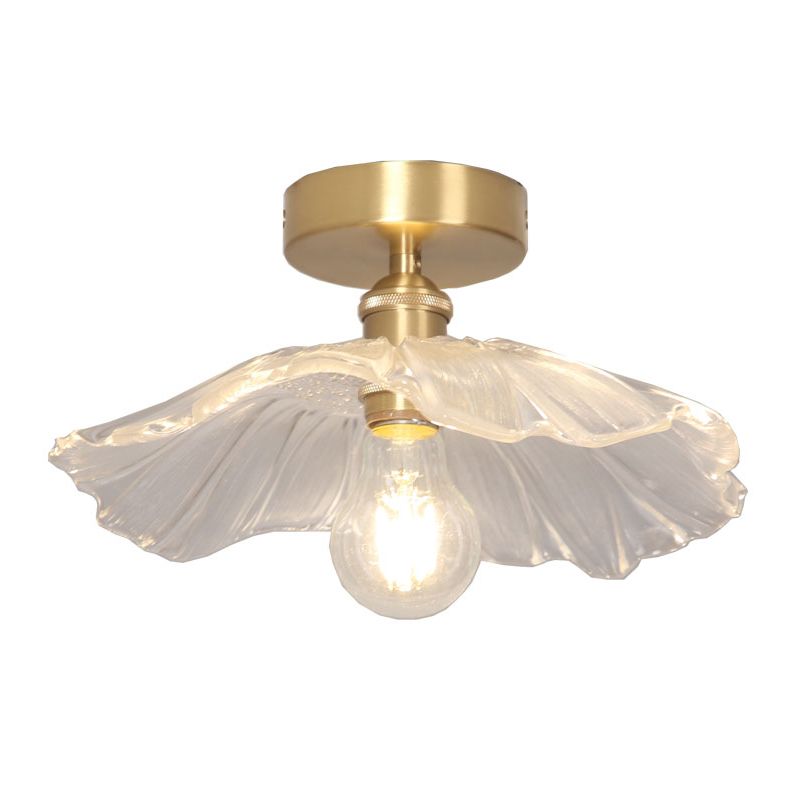 Lámpara de techo de pasillo de vidrio estilo simplicidad con montaje empotrado de flores en dorado