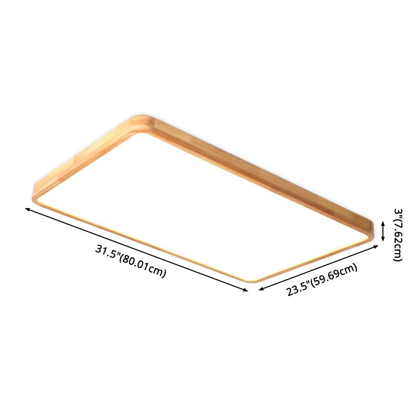 Moderne rechteckige Unterputz-Deckenleuchte Leuchtmittel Holz LED-Schlafzimmer Flush Mount Deckenleuchte in Beige