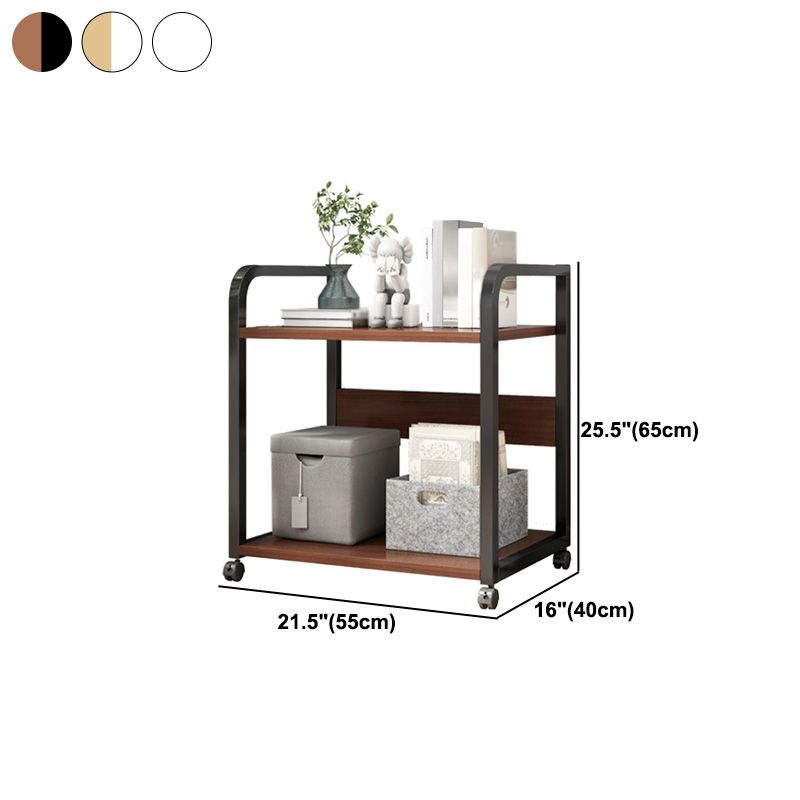 Industrial Etagere Bookshelf Steel Frame Manufactured Wood Shelf with Caster Wheels