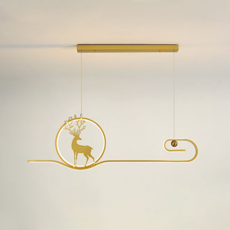Candelier de la isla de ciervo moderno Candelera de 2 cabezas de restaurantes de iluminación colgante de iluminación