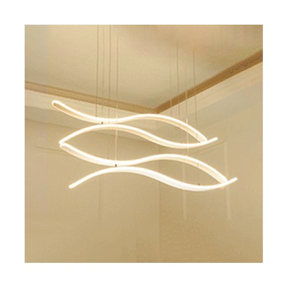 Streamlined Dining Room Ceiling Pendant Acrylic LED Minimalist Chandelier in Warm/White Light