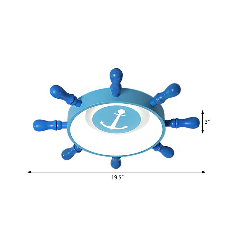 Blue Rudder Flush Mount Fixture Kids 19.5"/23.5" W LED Aluminum and Acrylic Flush Pendant Light in Warm/White Light