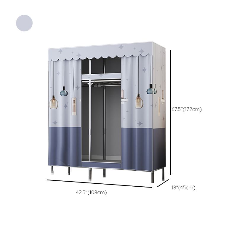 Contemporary Style Metal Wardrobe 2-Shelves Wardrobe Closet for Bedroom