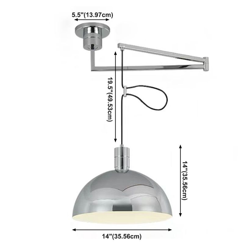 Postmodern Style Bowl Shade Hanging Light Metal 1 Light Pendant Lamp for Restaurant