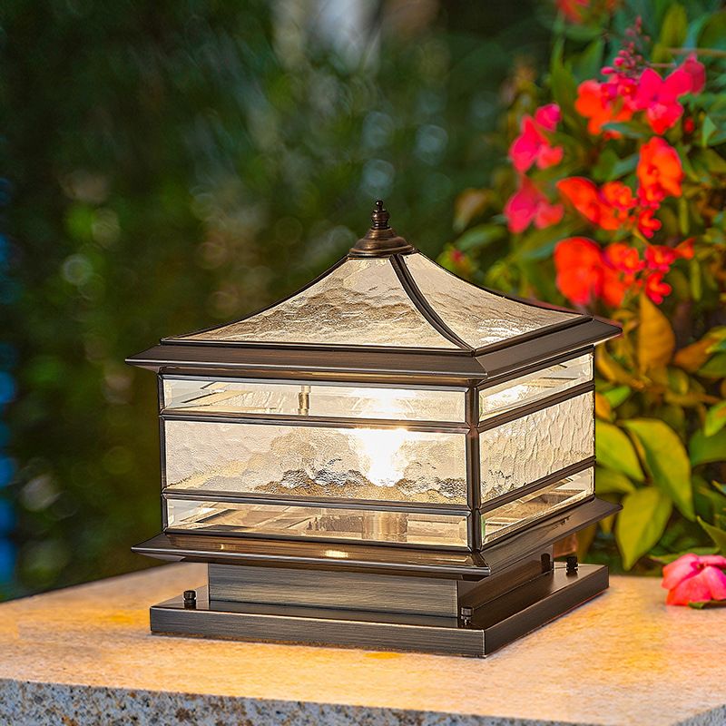 Nordic Style Outdoor Lamp Square Shape Outdoor Light with Glass Shade for Courtyard