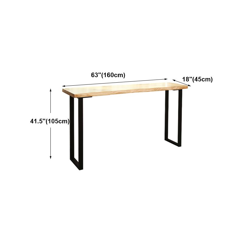 Modern Rectangle Bar Dining Table Wood Sled Bar Height Pub Table with Iron Base