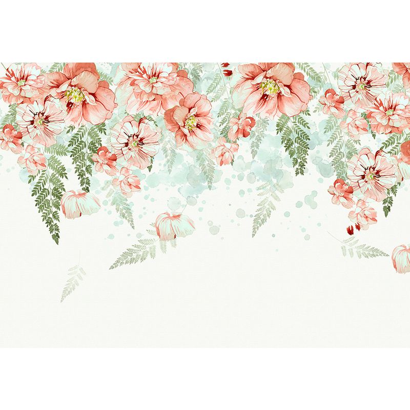 Blossoming Wall Paper Mural in Orange Modern Stylish Wall Covering for Accent Wall