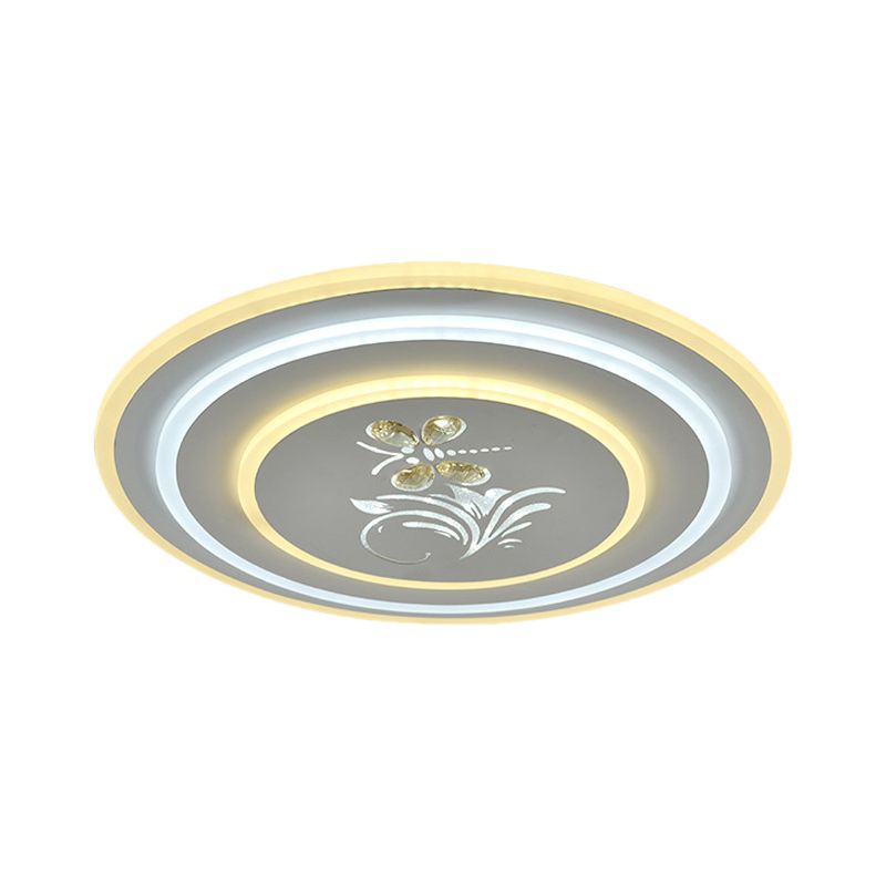 Weiß Rund/Quadrat Flush Mount Lampe Modernes Kristall LED Dinning Room Deckenmontage