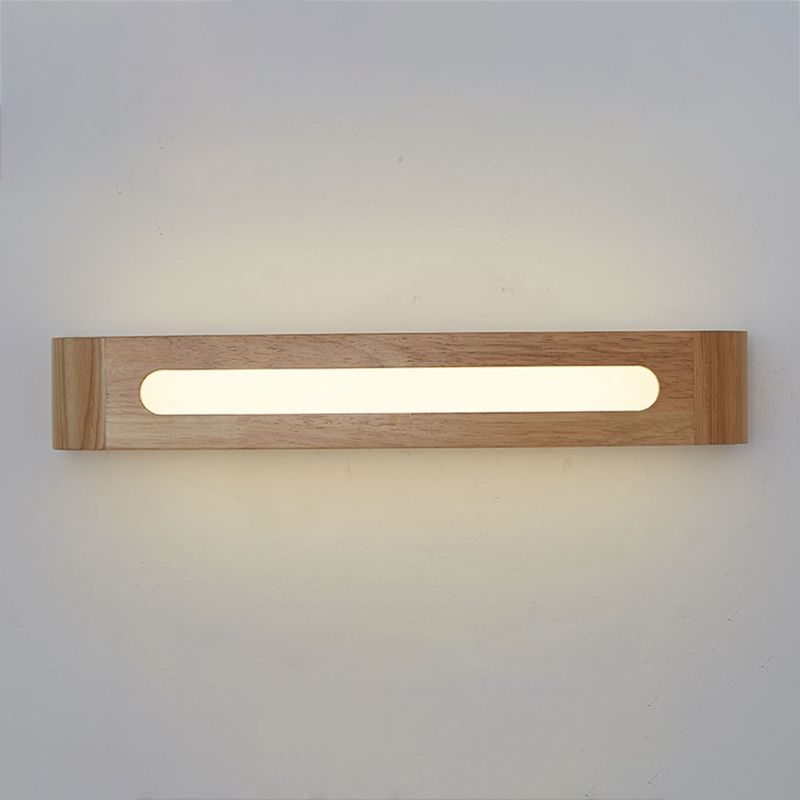 1 Light Rectangle Wall Mounted Lamps Modern Style Wood Wall Lights