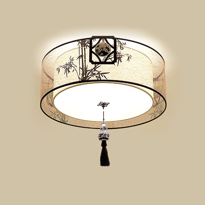 Traditional Style Tessuto Shade Soffitto Light Geometra Semplicità Illuminazione Fissaggio per Living Room