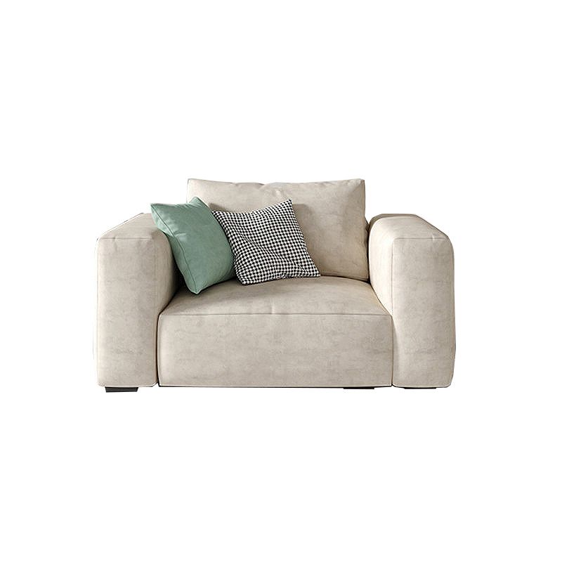 Square Arm Cream Cushion Back Sectional Contemporary Stain-Resistant Sofa