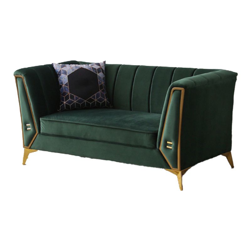 Contemporary Sewn Pillow Back Sofa with Tuxedo Arm for Apartment
