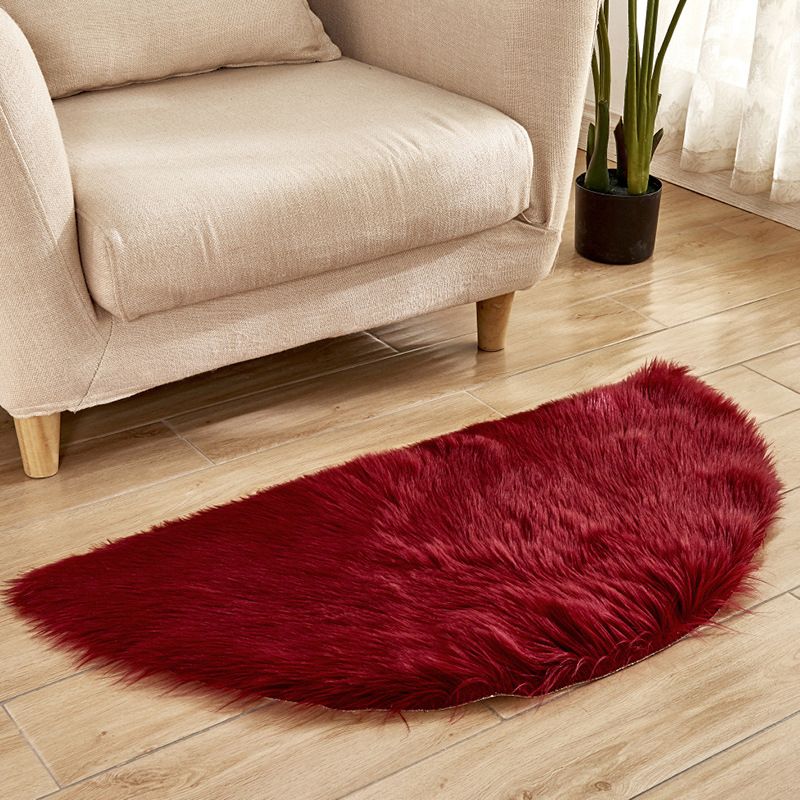Semicircle Plain Rug Multi-Color Simplicity Carpet Fluffy Washable Stain Resistant Rug for Living Room