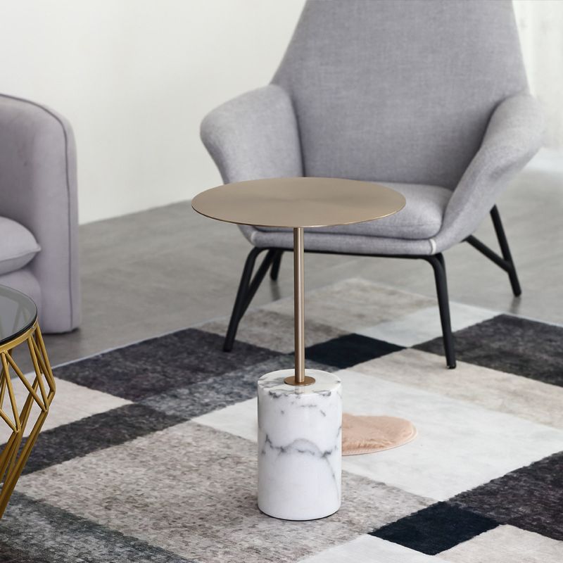 Mid-Century End Table Pedestal Round Sofa Metal Accent Side Table